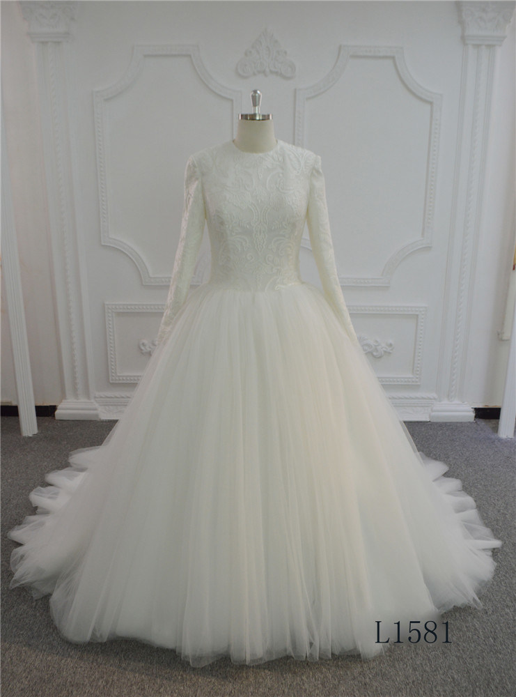 Long Sleeve Wedding Dress Ball Gown Ivory Wedding Dress 2017