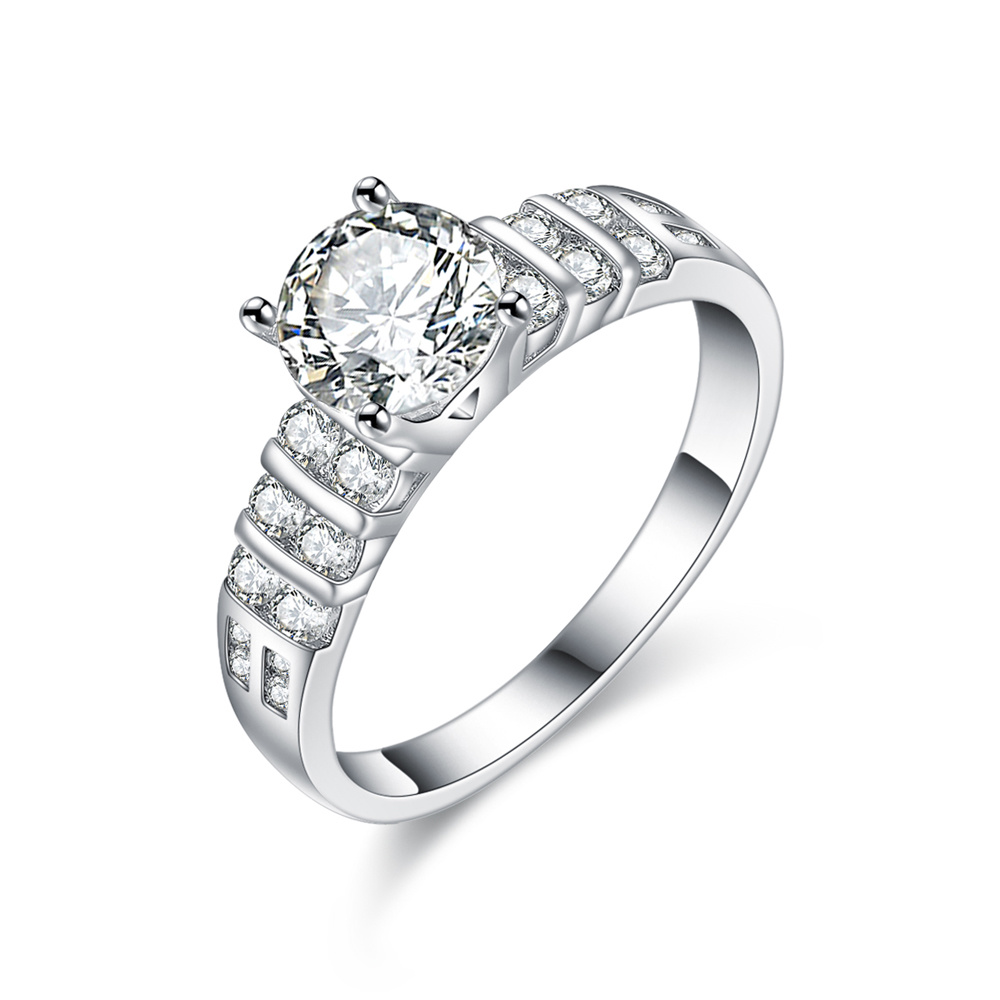 Korean Style Rhodium Plating Fashion Wedding Jewelry Ring