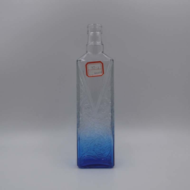 Vodka Tequila Wine Whisky Glass Bottle with Blue Painting