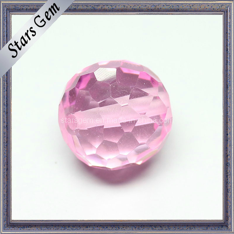 Pink Faceted Crystal Glass Ball Beads with Hole Drilled