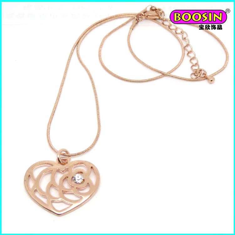 Hot Sell Custom Rose Gold Chain Heart Pendant Necklace Jewelry