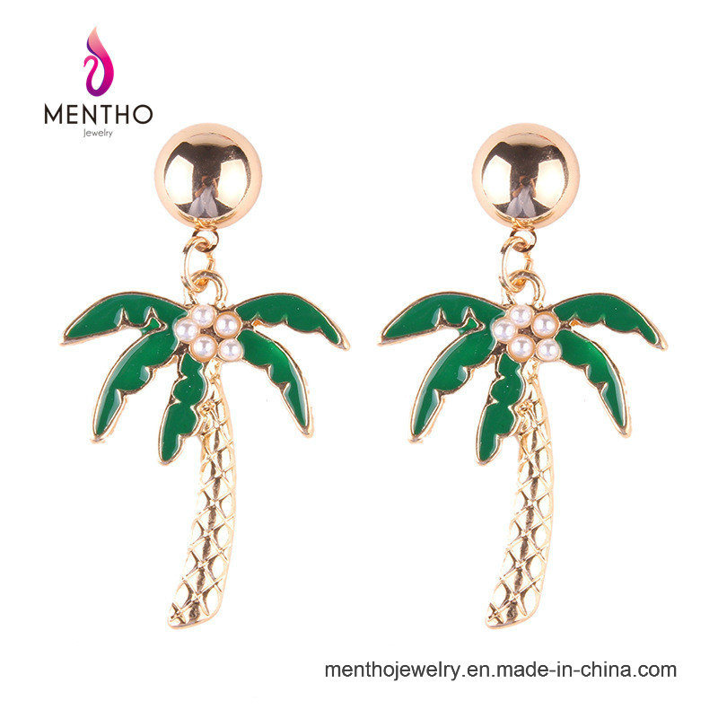 New Arrival Gold Plated Coconut Tree Shape Imitation Jewelry Fashion Earrings