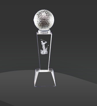 3D Figurine Glass Crystal Golf Trophy for Sport