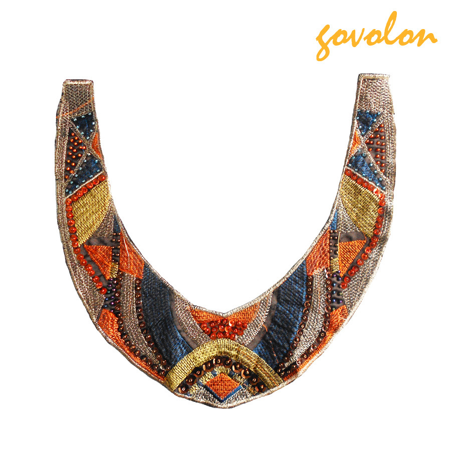 New Handmade Colorful Embroidery Neckline Decorated with Acrylic Beads