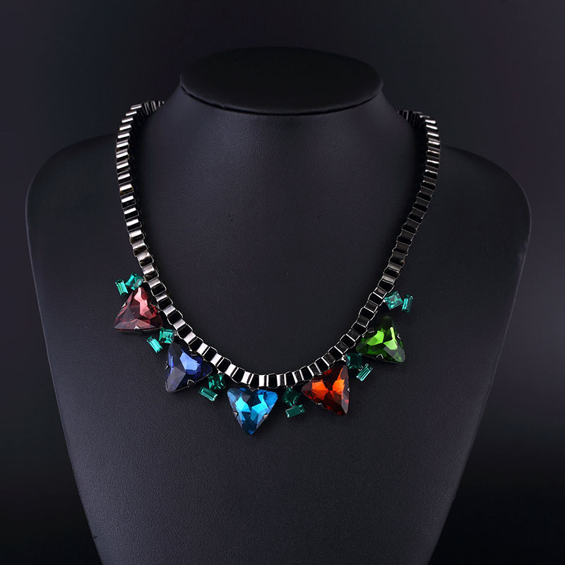 Colorful Crystal Classical Style Gun Plating Necklace