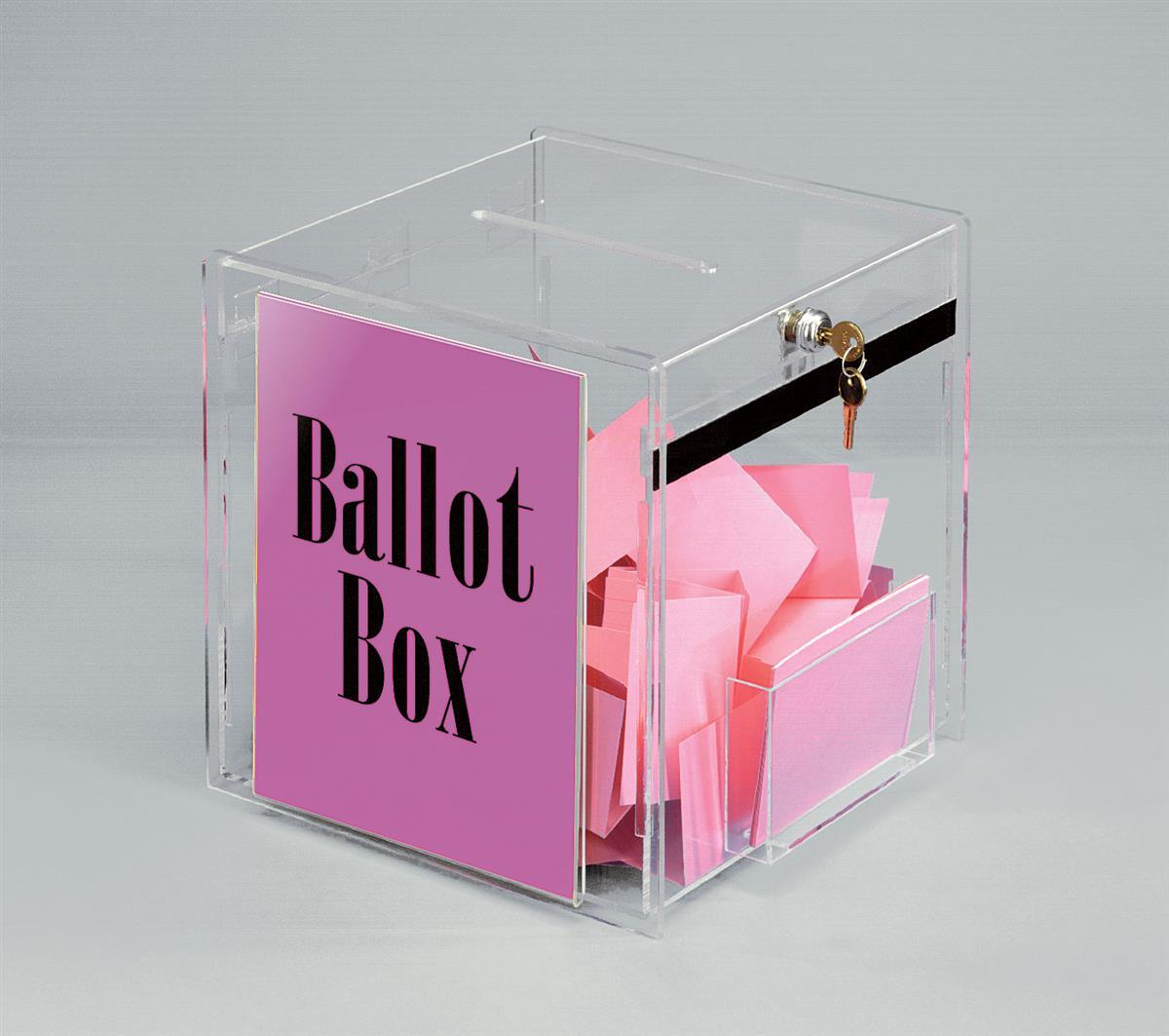 Premium Black Acrylic Ballot Box Donation Box Cube