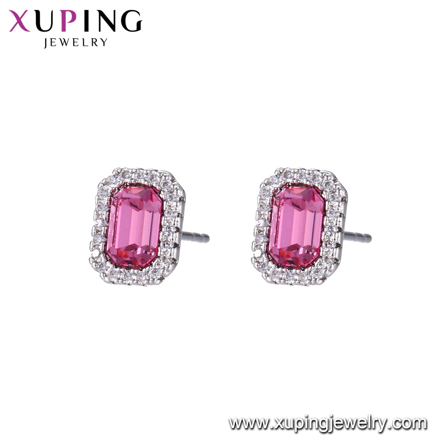 Xuping Imitation Jewelry Wholesale Sterling Silver Color Earring Made with Crystals From Swarovski