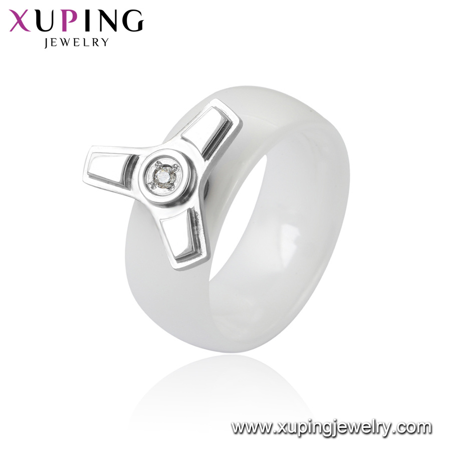 15465 Xuping Ceramic Jewelry, Gyro Rotation Stainless Steel Ceramic Ring