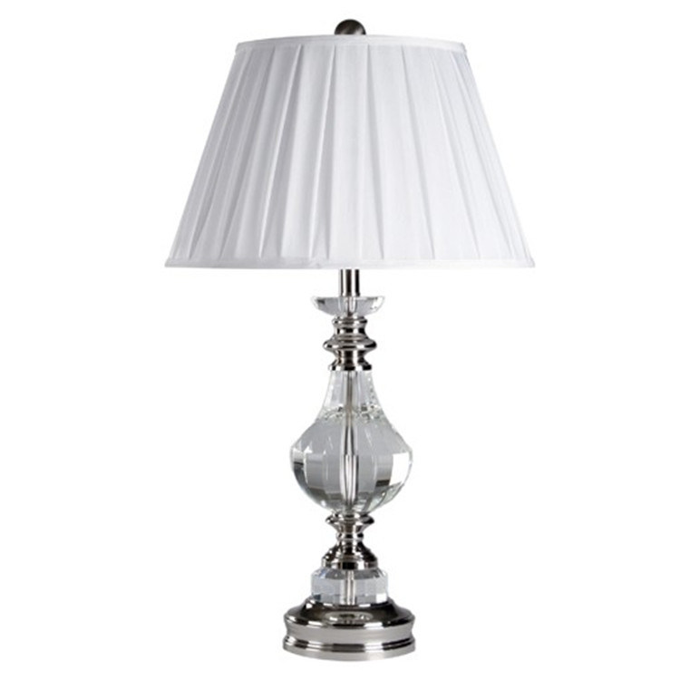 Traditional Clear Crystal Table Lamp with Polished Nickel