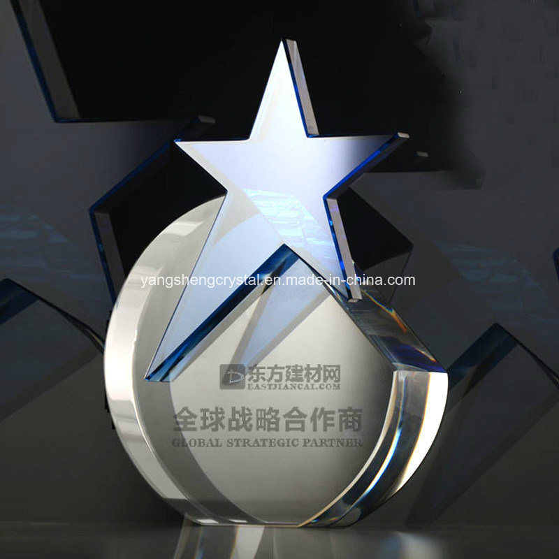 Crystal Trophy Glass Awards with Five Star