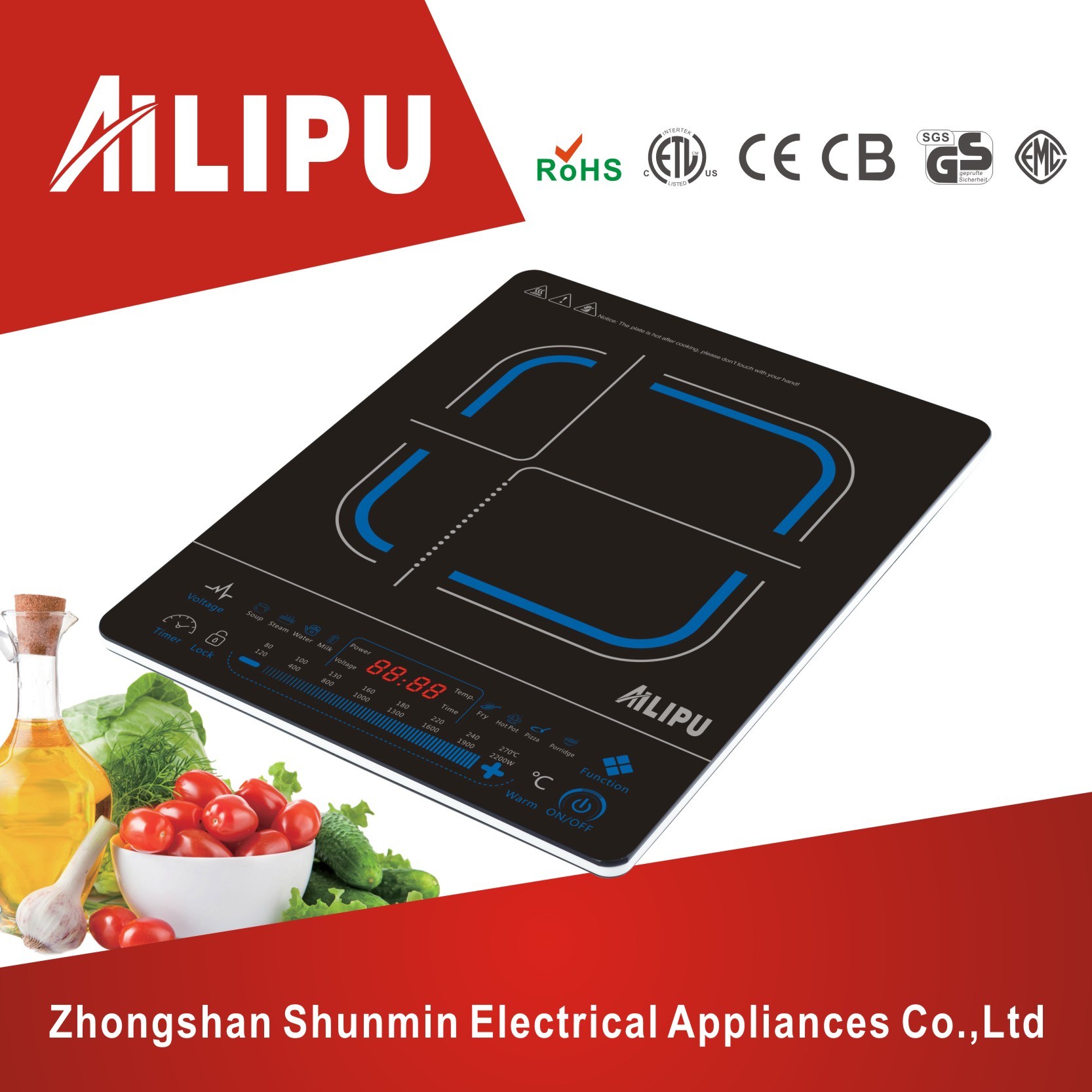 Ultra-Slim Crystal Plates Electric Induction Stove