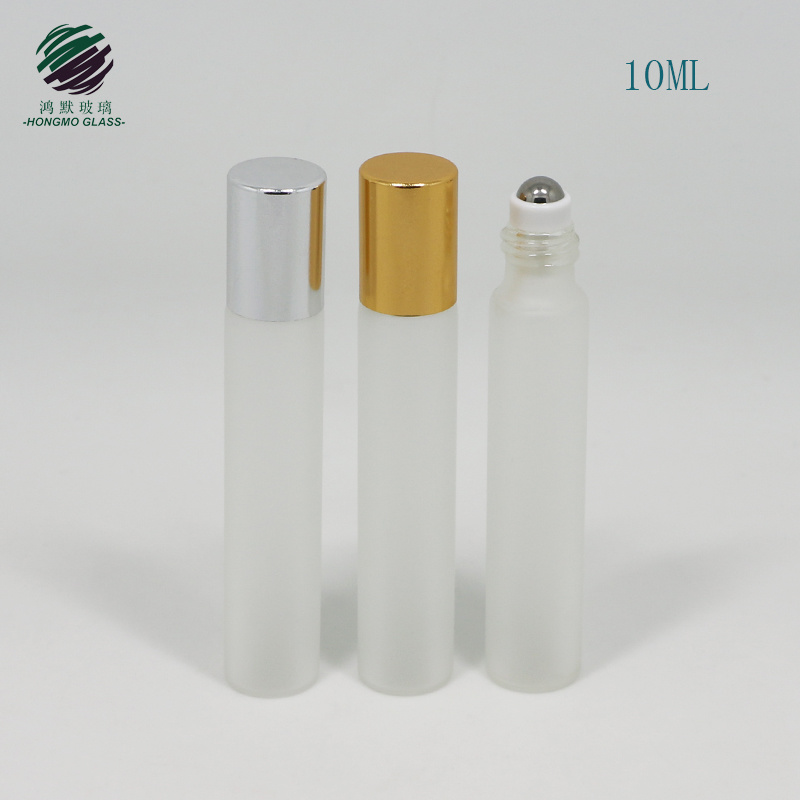 10ml Frosted Glass Roll on Bottle Perfume Refillable with Metal Roller