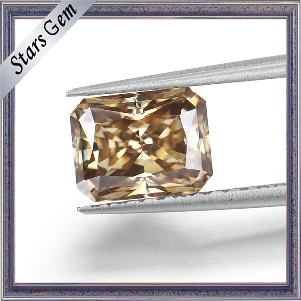 MID Champagne 9*7mm Radiant Cut Synthetic Moissanite Diamond