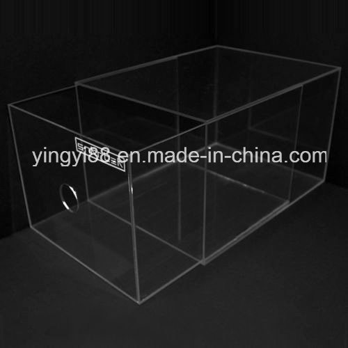Large Premium Clear Acrylic Shoe Box with Slide out Drawer