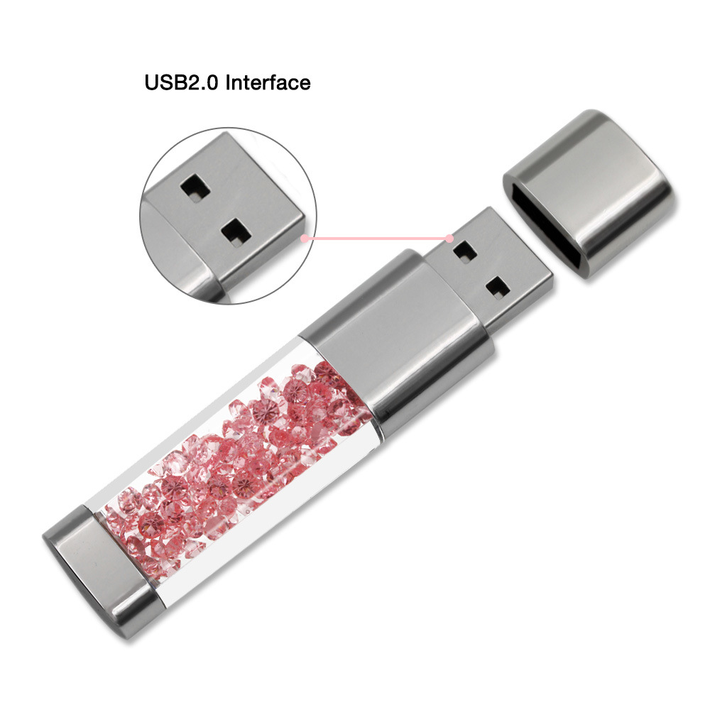 Luxurious Crystal USB Flash Memory Stick USB Flash Drive USB 2.0 Flash Pen Drive 64GB 32GB 16GB 8GB 4GB