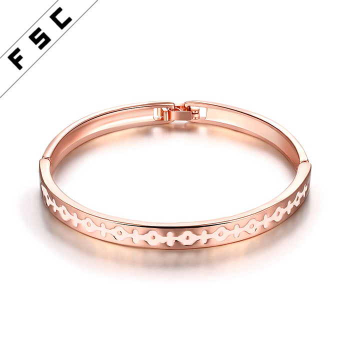 Unique Promotion Gift Rose Gold Plated Ancient Word Women Alloy Bracelets