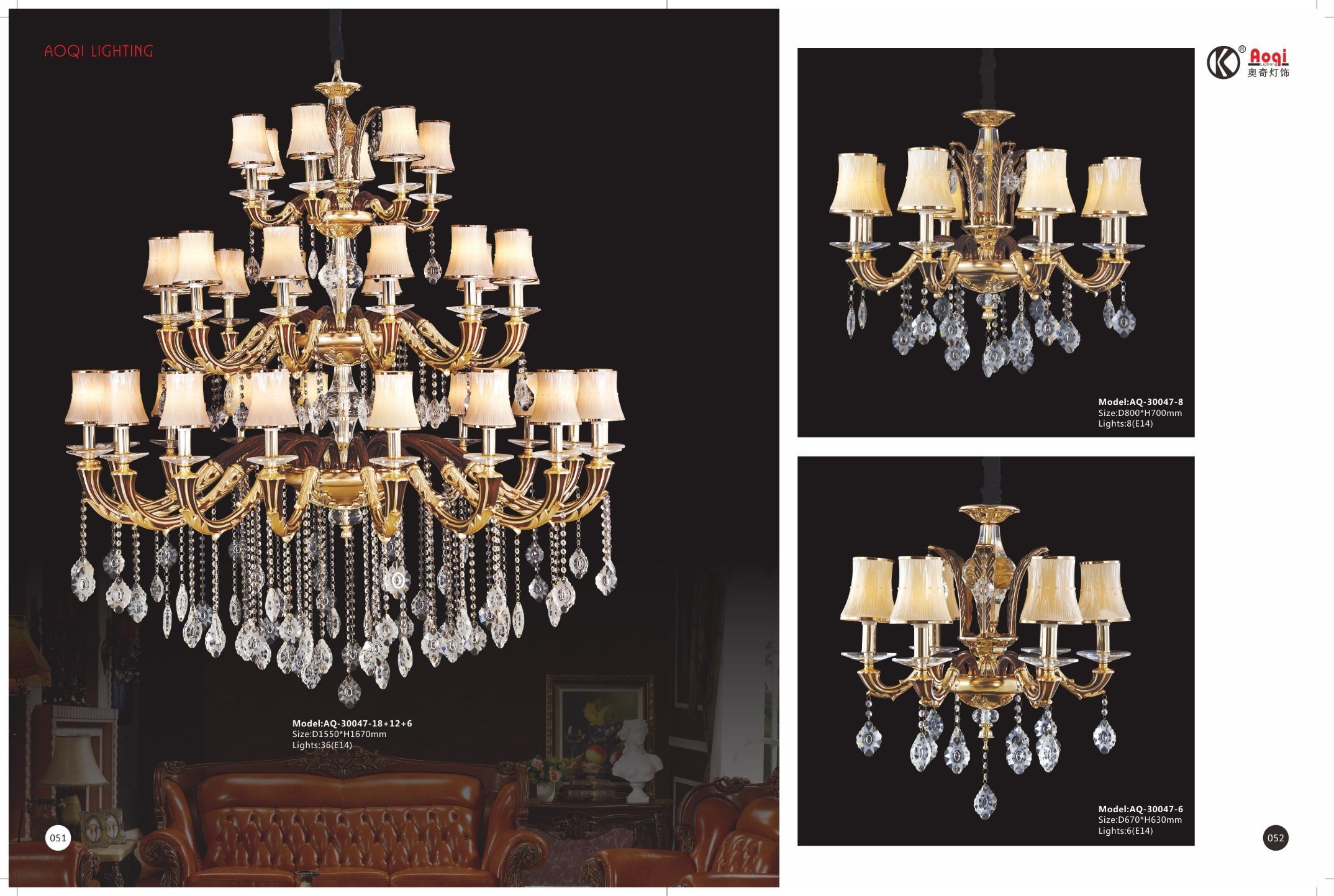 Luxury Golden and Red Hotel Project Zinc Alloy Chandelier Light
