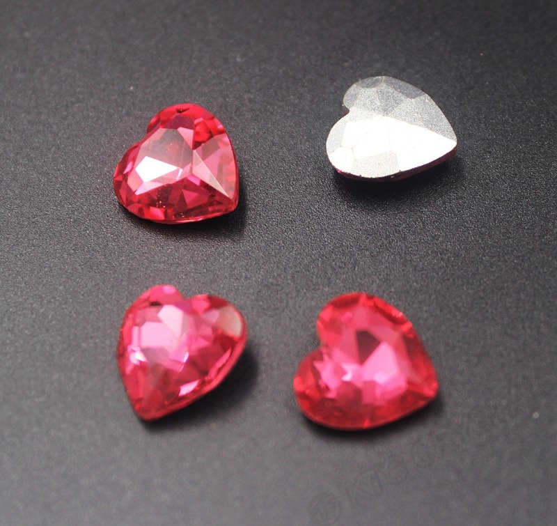 K9 Crystal Heart Siam Diamond Crystal Fancy Stone Crystal Beads for Evening Bag