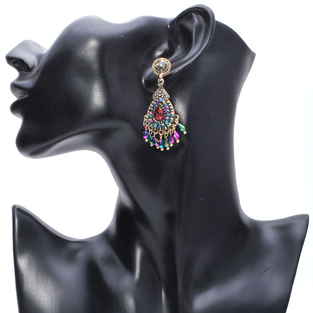 Bluesilver Color Chandelier Crystal Long Earrings for Women