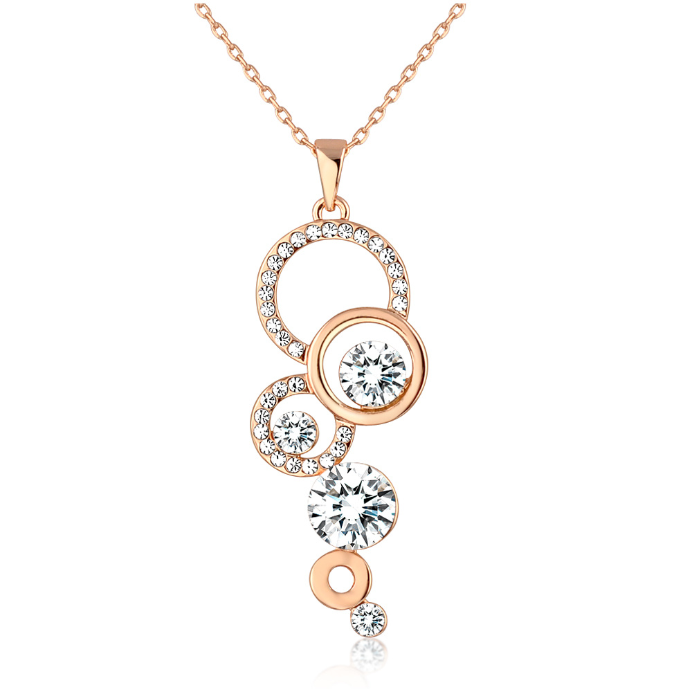 Hot Selling 45cm Length Circles Crystal Pendant Necklace for Women