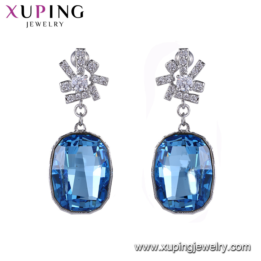 Xuping Latest Designs Platinum Plated Crystals From Swarovski Gold Drop Earrings