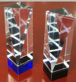 Crystal Diamond Tower Trophy-Blue Base