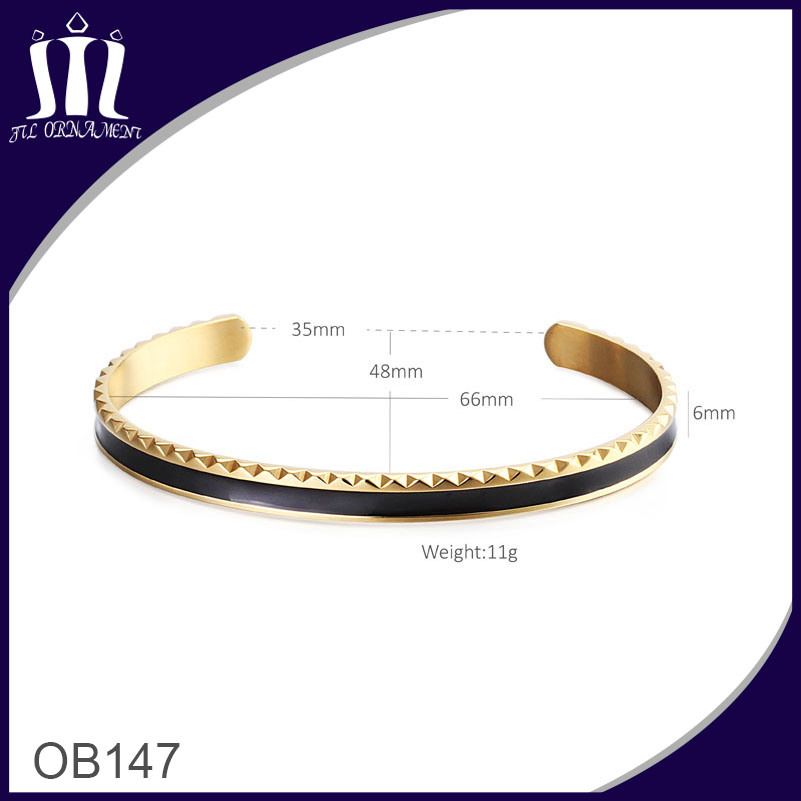 Plastic Inlay 18CT IP Gold Plated Open Cuff Bracelet
