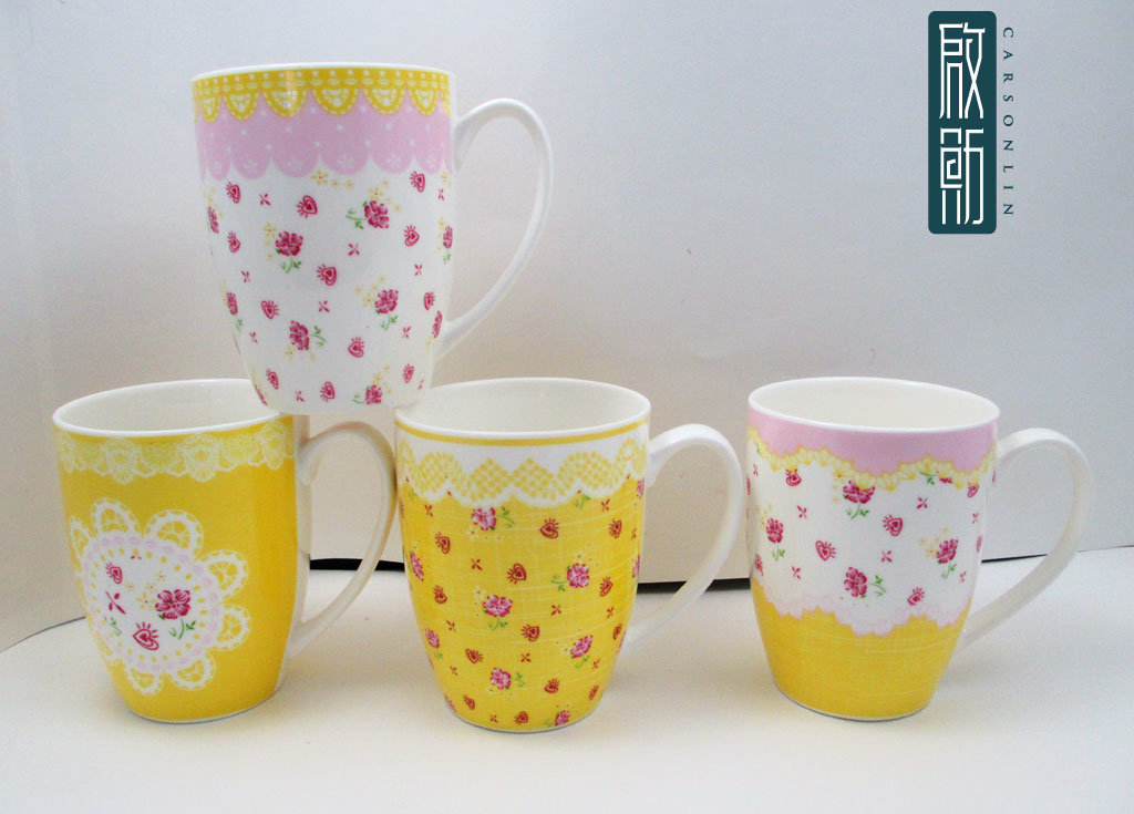 Sweet Pink Yellow Flowers Ceramic Mug
