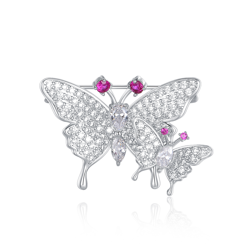 High Quality Zircon imitation Jewelry Double Butterfly Brooch