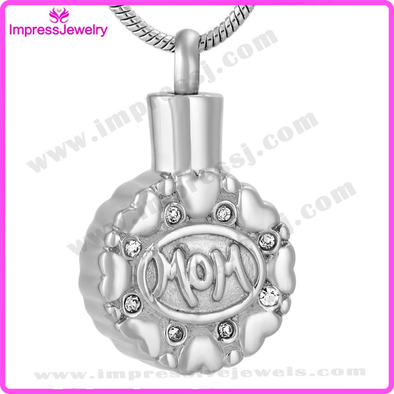 Urn Necklaces Round Pendants with Colourful Crystals for Mom Ijd9647