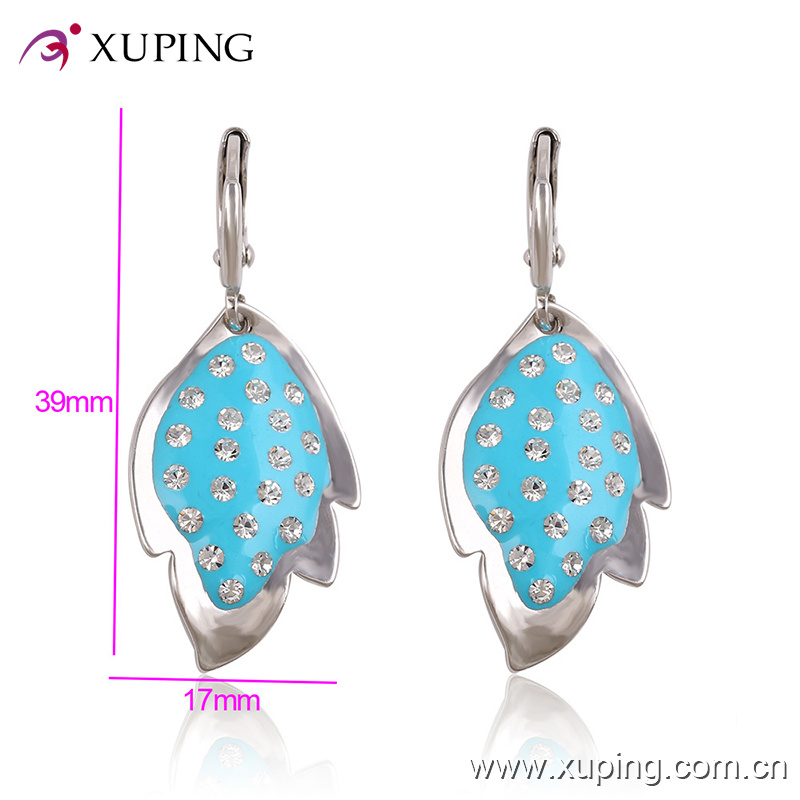 Xuping Wholesale Fashion New Ladies Leaf Rhinestone Jewelry Earrings Eardrop -26458