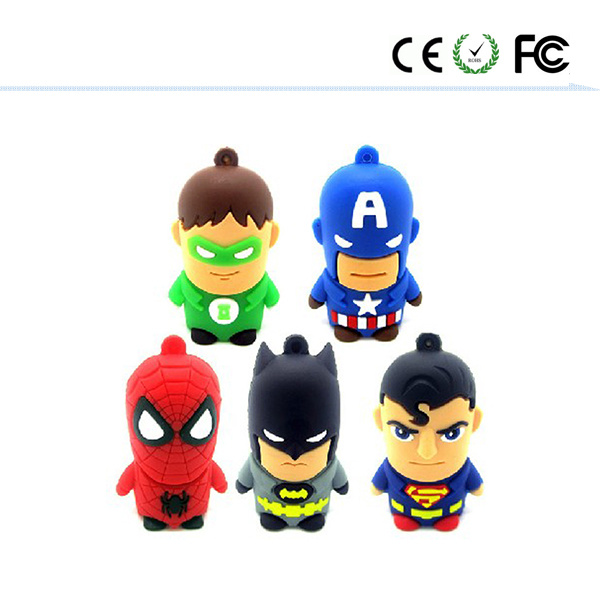 Cartoon USB Flash Drive, Captain America U Disk, U Disk Superman, Batman U Disk, Spider-Man U Disk, Creative USB Flash Drive, Gift Pendrive