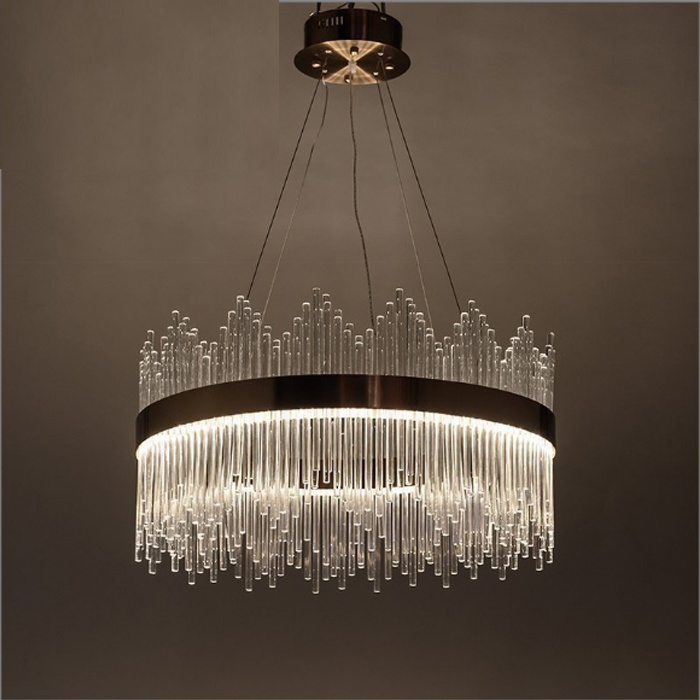 Latest Round Post Modern Style Brass Glass/ Crystal Pendant Lamp Chandelier with LED