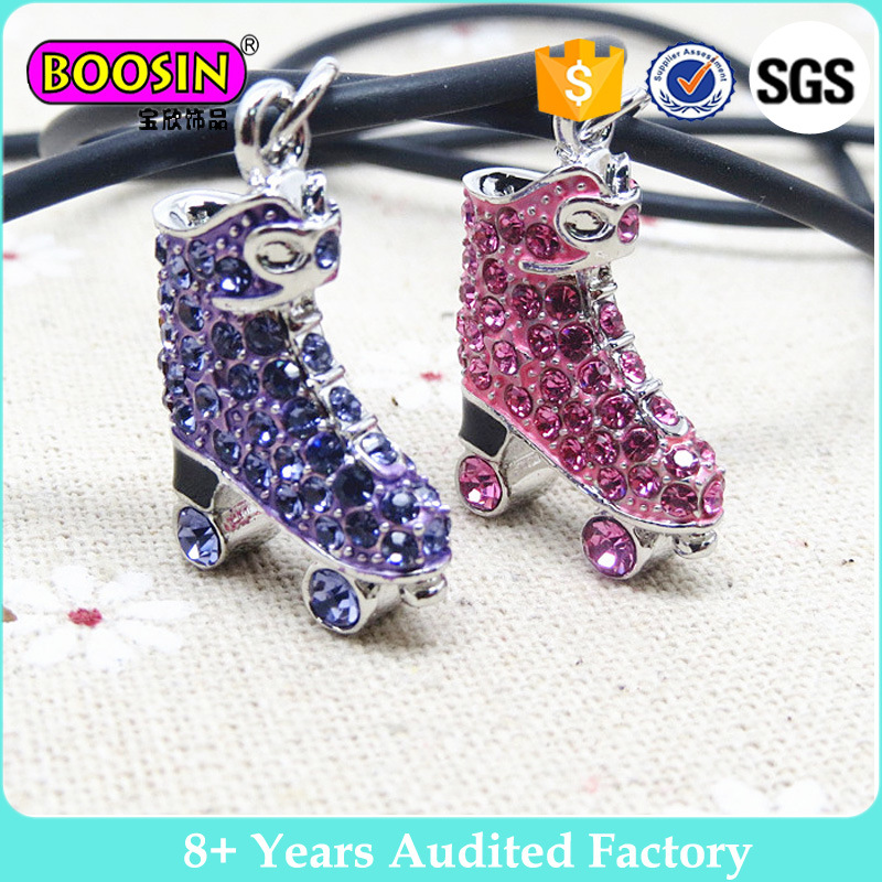 Fashion Crystal Roller Skate Pendant Necklace Jewelry