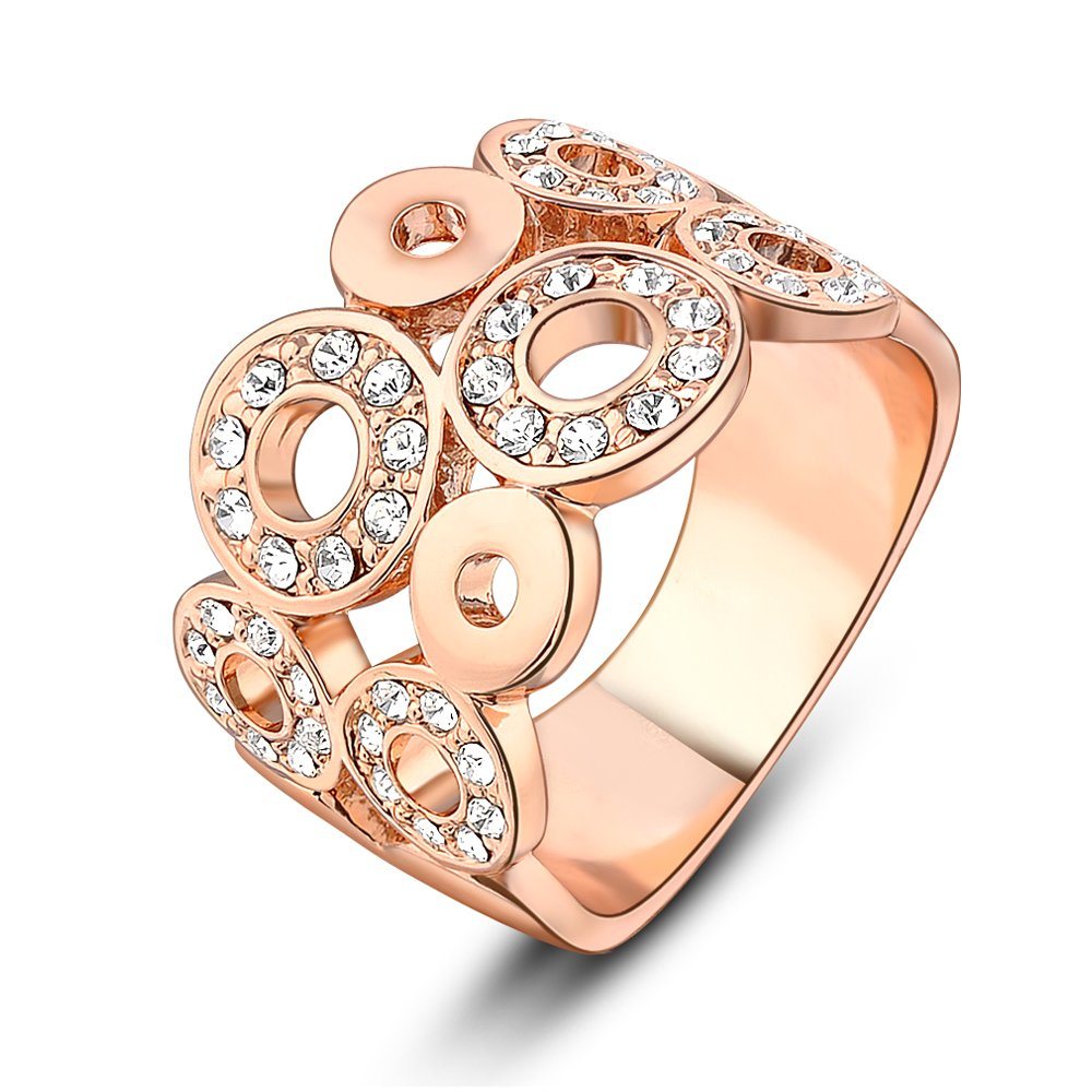 Women Artificial Fancy Jewelry Gold Crystal Fashion Ring