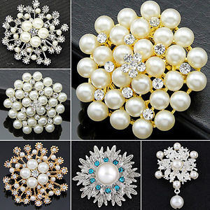Rhinestone Flower Bridal Wedding Pin Pearl Brooch for Jewelry Decoration (BR-20)