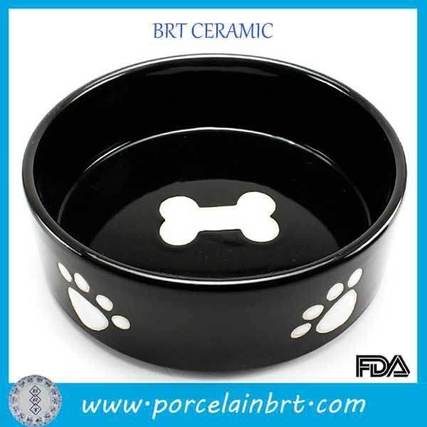 New Premium Black Bone Decal and Paw Print Bowl