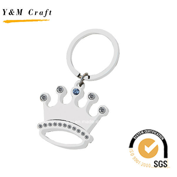 The Crown Shaped Silver Key Chain with Diamonds and Crystal Ym1029