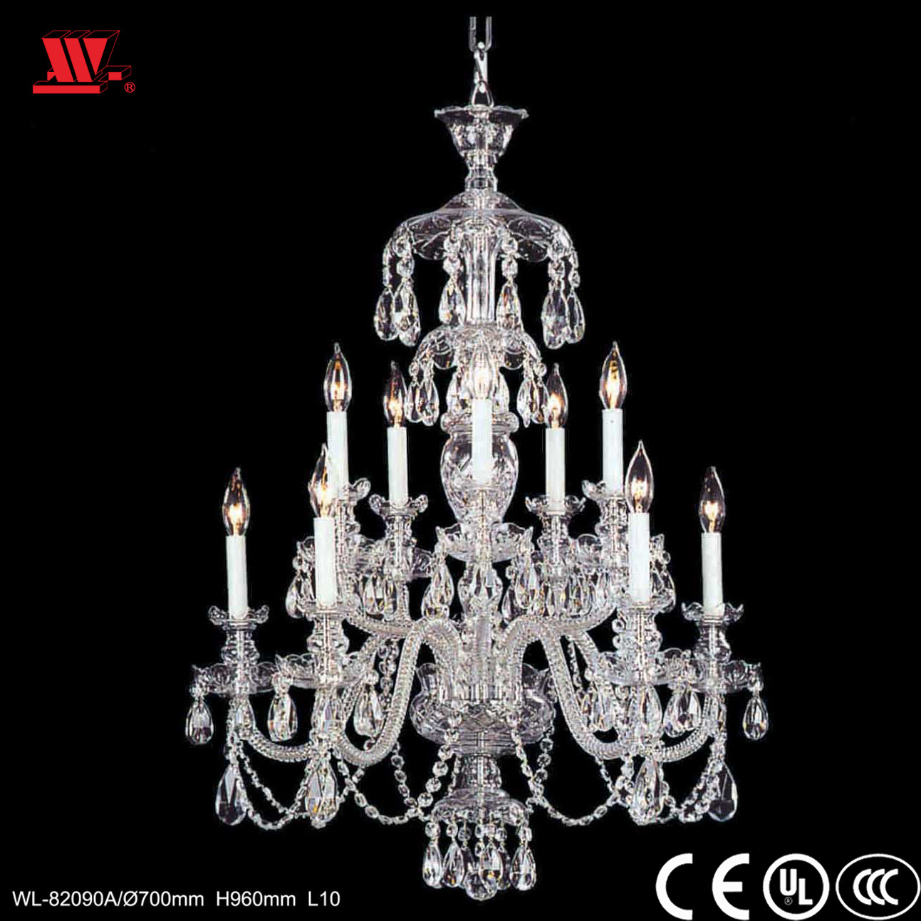 Crystal Chandelier with Glass Arms Wl-82090A