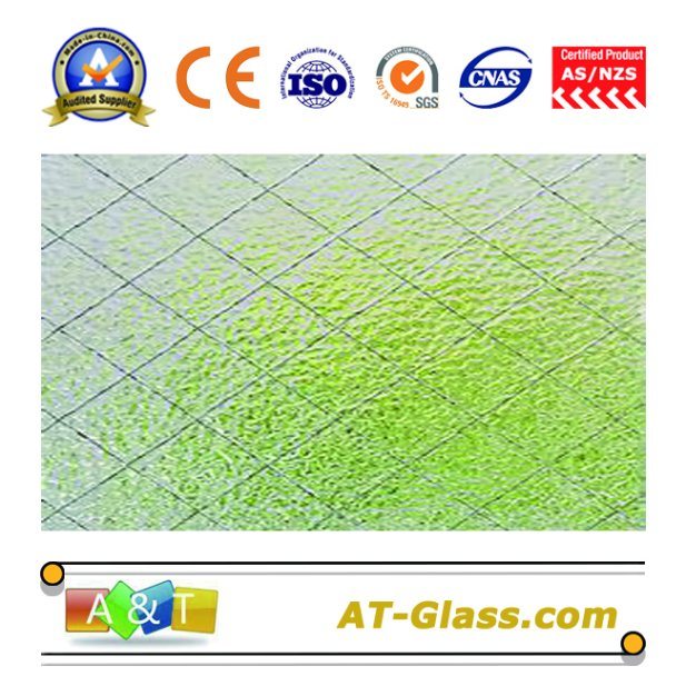 5mm Clear Diamond Wired Patterned Glass for Building Decoration