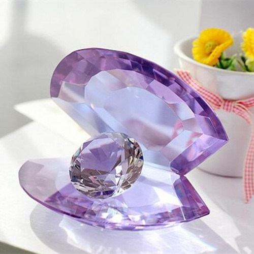 Crystal Glass Shell with Diamond Craft for Gift
