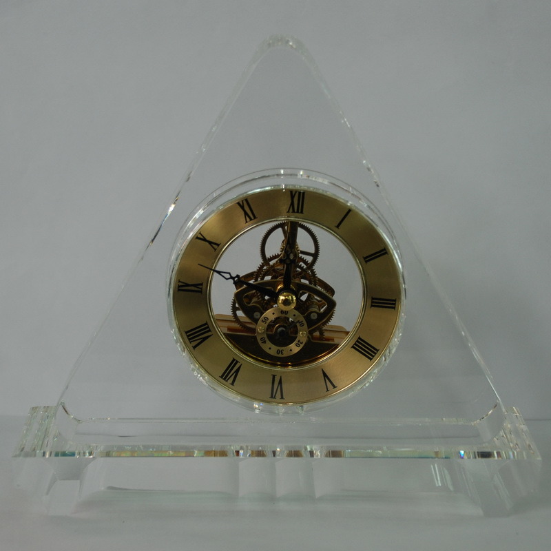 Triangle Gold Crystal Quartz Clock for Colleague Gifts