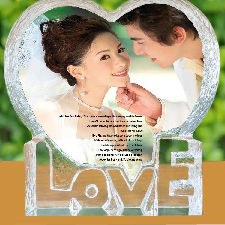 Personalized Heart-Shaped Crystal Color Printing Wedding Favor Craft Decoration