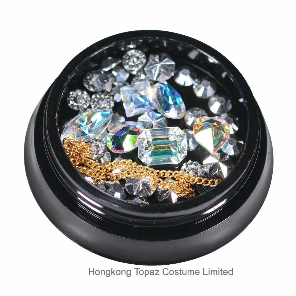 Colorful Glitter Beads Rhinestones Charms Gems Metal Shell Hollow Nail Art Decorations (NR-23)