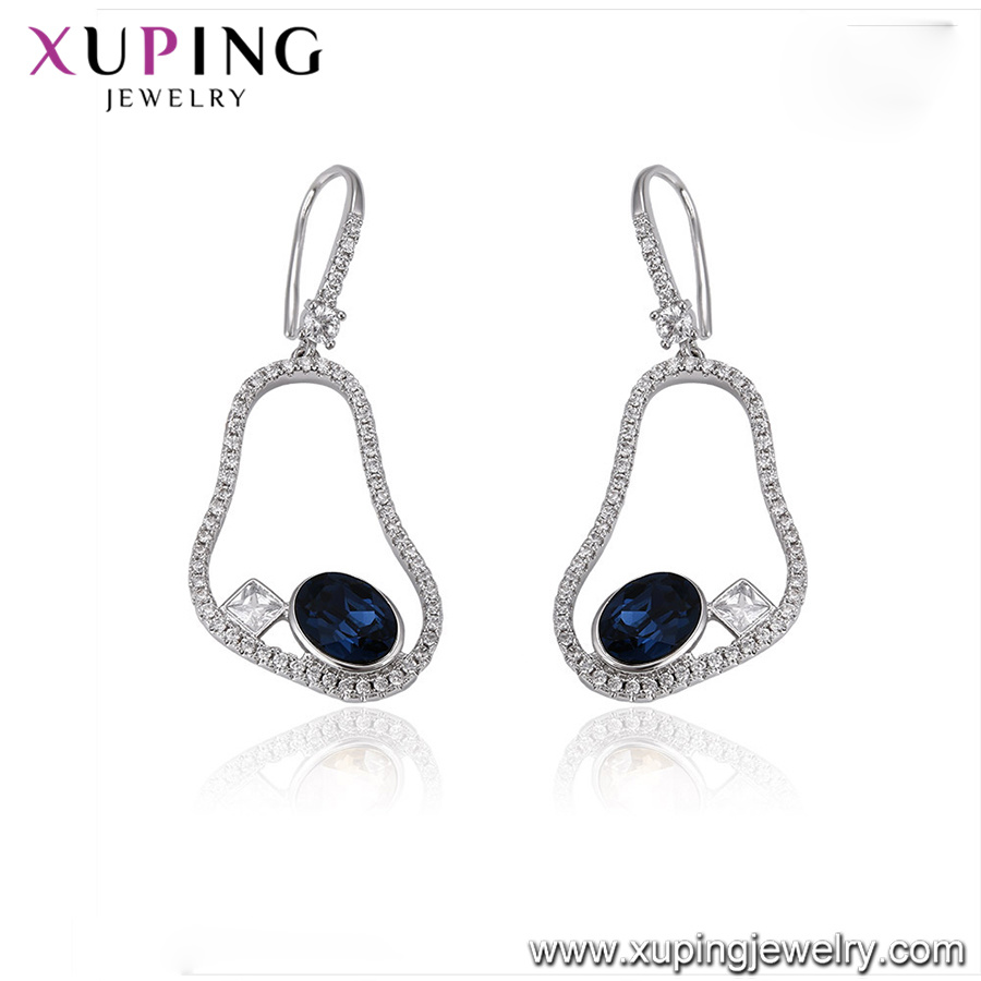 Xuping Silver Color Jewellery Earrings, Silver Color Rhodium Plated Earring, Leverback Earrings