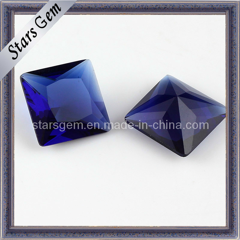 Dark Blue Square Shape Princess Cut Glass