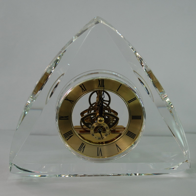 Triangle Gold Crystal Lovely Quartz Clock for Adult