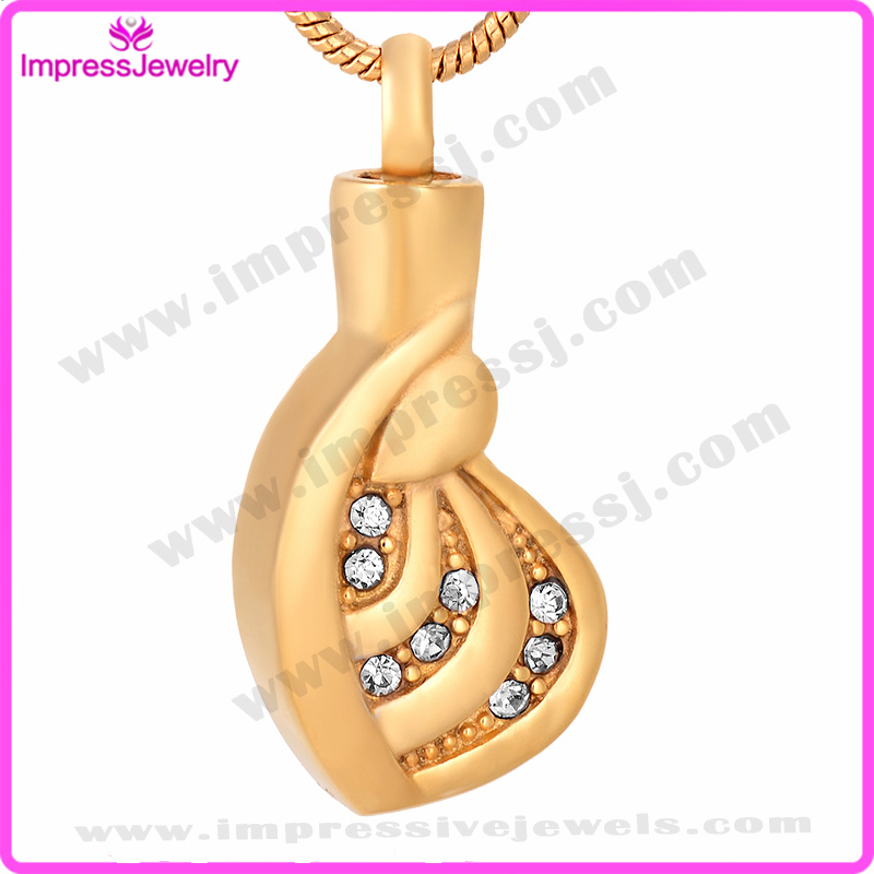 Urn Necklaces for Ashes Gold Plating Heart Pendant with Crystals Ijd9687