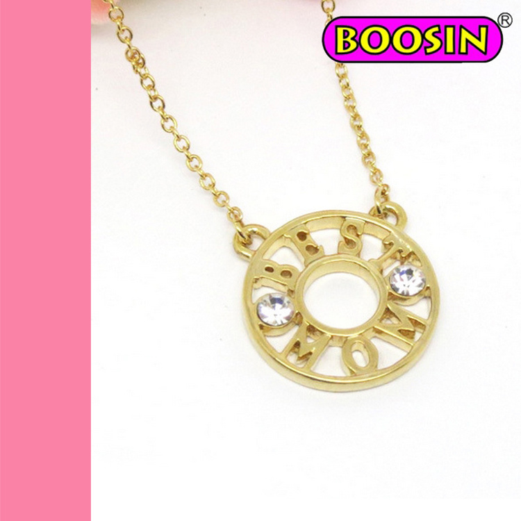 Fashion Jewelry Gold Plated Best Mom Circle Charm Necklace