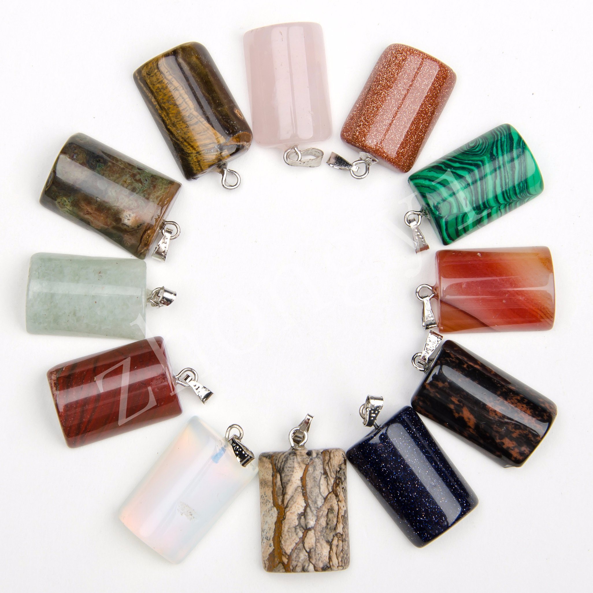 Mixed Color Natural Stone Agate Onyx Crystal Necklaces Pendants Charms